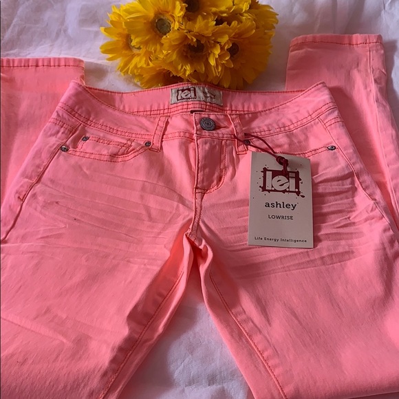 Lei Neon Pink Ashley Low Rise Skinny Jeans  NWT - Picture 4 of 10